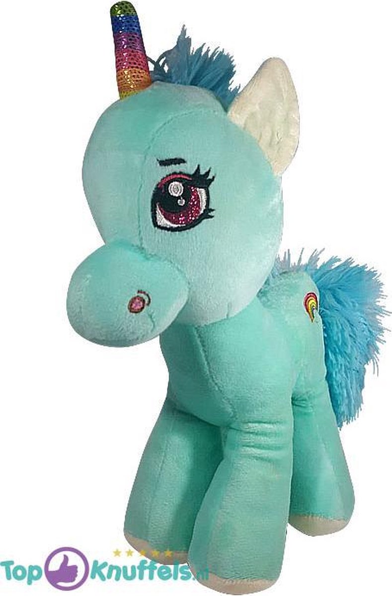 Rainbow Unicorn Pluche Knuffel (Turquoise) 30 cm | Regenboog Eenhoorn Peluche Plush Toy | Speelgoed Knuffeldier Knuffelpop voor kinderen | Extra zacht en lief knuffeltje