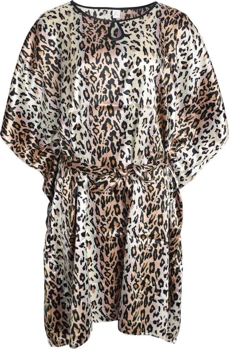 Dames Satijn Tuniek Strand Kaftan - Bruin - One Size 36-48