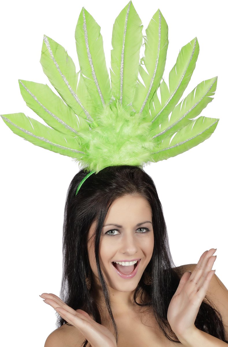 Tiara samba met groene veren