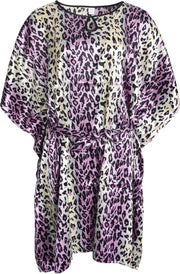 Dames Satijn Tuniek Strand Kaftan - Paars - One Size 36-48