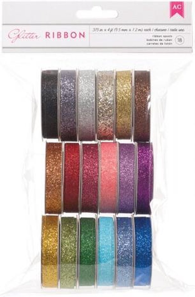 Glitter ribbon value pack 18 spools
