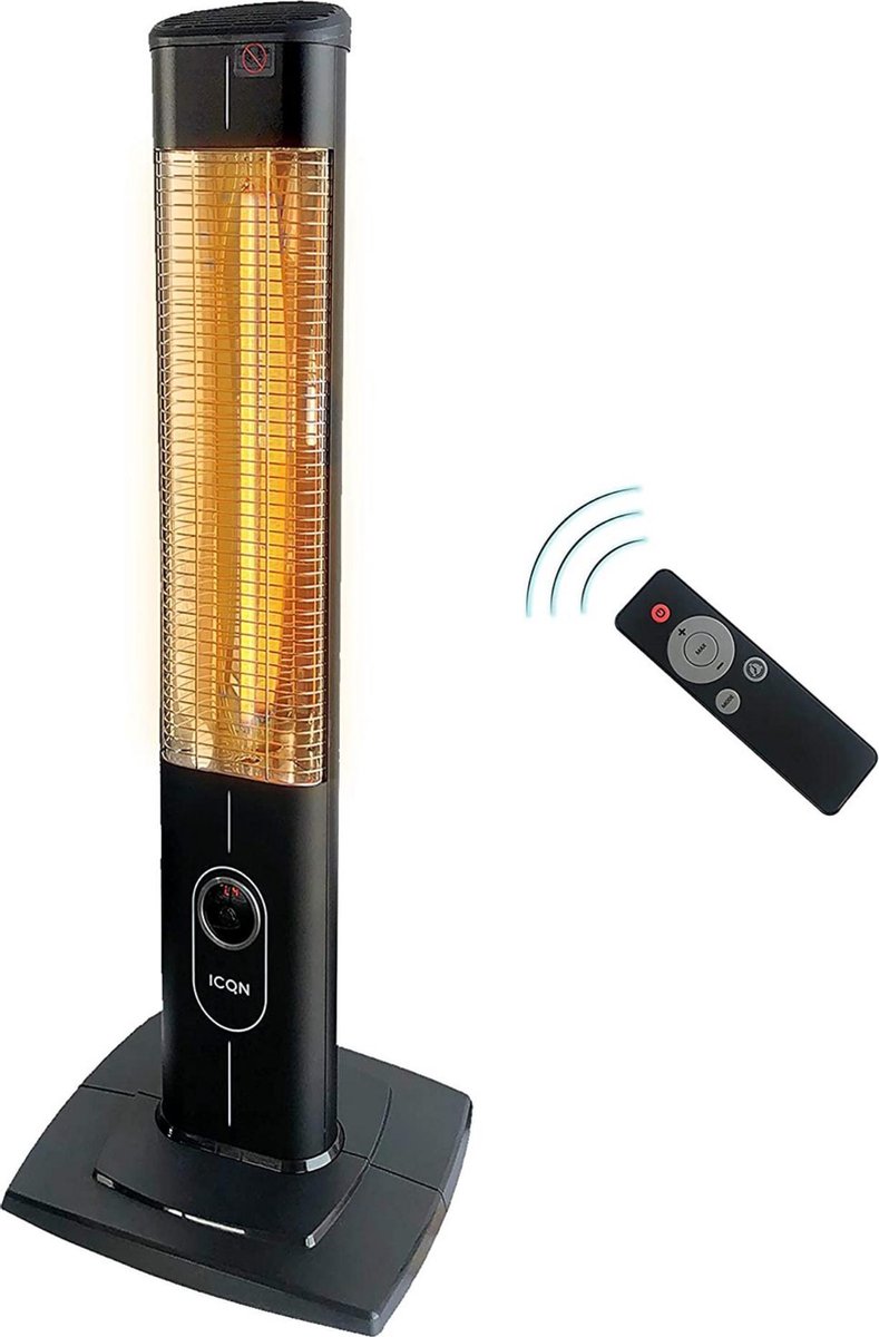 ICQN Infrarood kachel - 2300 Watt - 4 Verwarmingsniveaus - Afstandsbediening - Carbon infraroodkachel voor gebruik binnen en buiten - Terraskachel - IP20 - Digitaal beeld - Timer - Thermostaat
