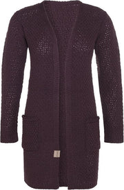 Knit Factory Luna Gebreid Dames Vest - Aubergine - 36/38 - Met steekzakken