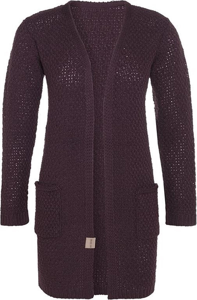 Knit Factory Luna Gebreid Dames Vest - Aubergine - 36/38 - Met steekzakken