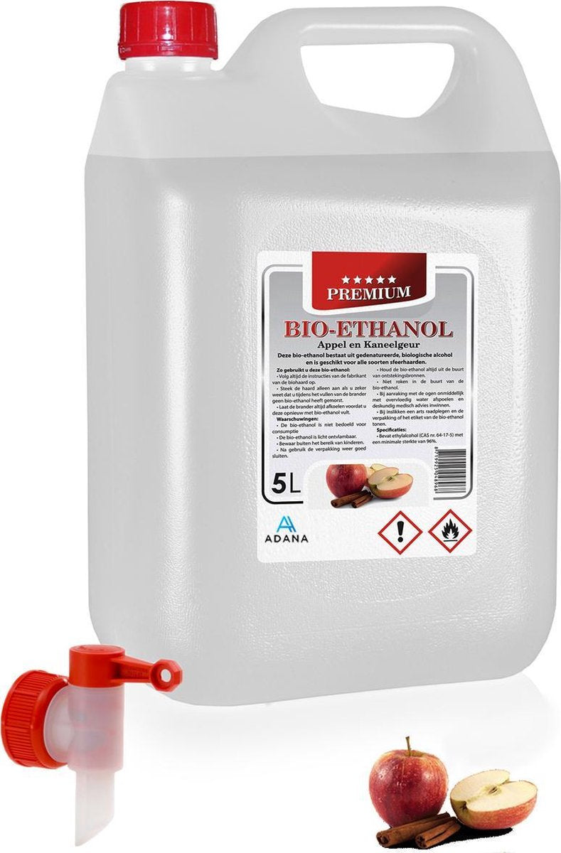 Adana- Bio- ethanol met Appel- en Kaneelgeur-PREMIUM -bioethanol 96
