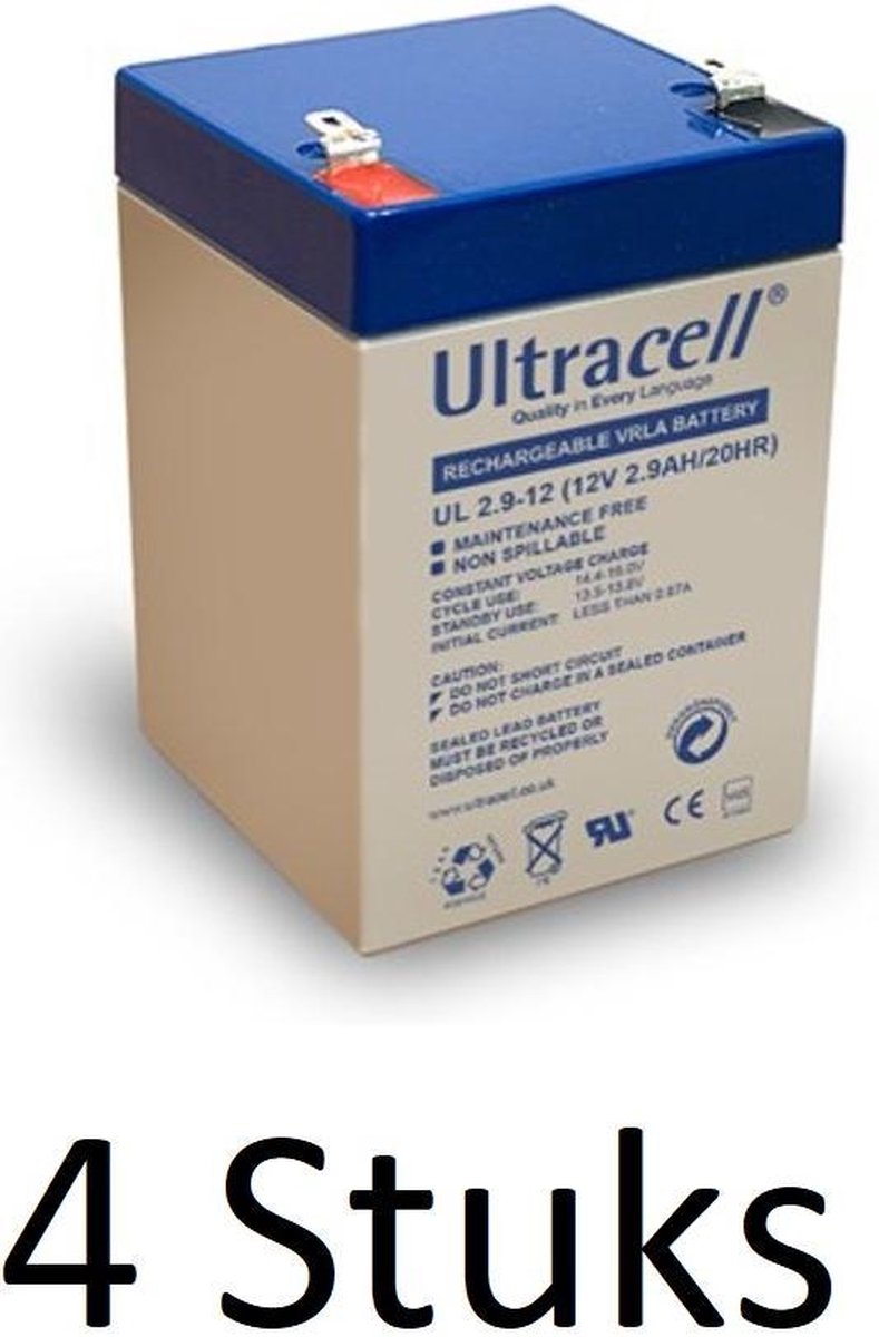 4 Stuks Ultracell Loodaccu UL 12v 3400mAh