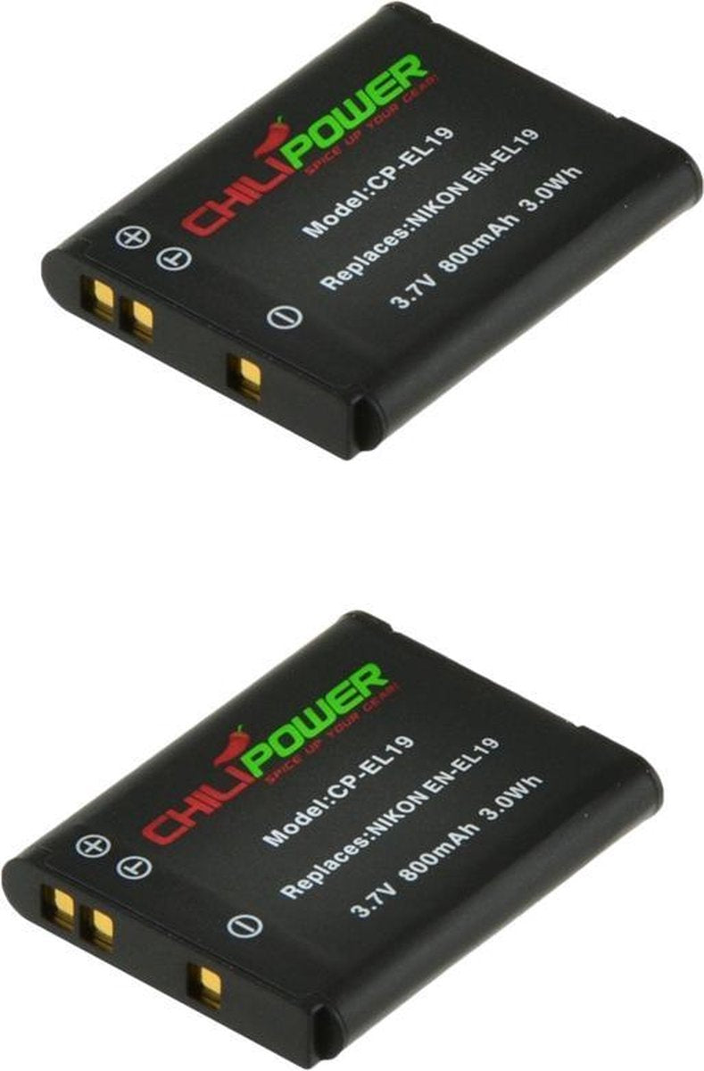 ChiliPower Nikon EN-EL19 camera batterij - 2 stuks verpakking