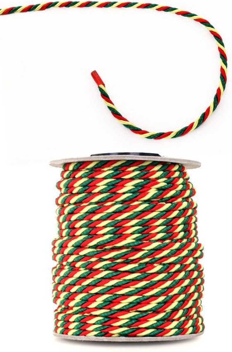 3 mm viscose medaille koord rood-geel-groen