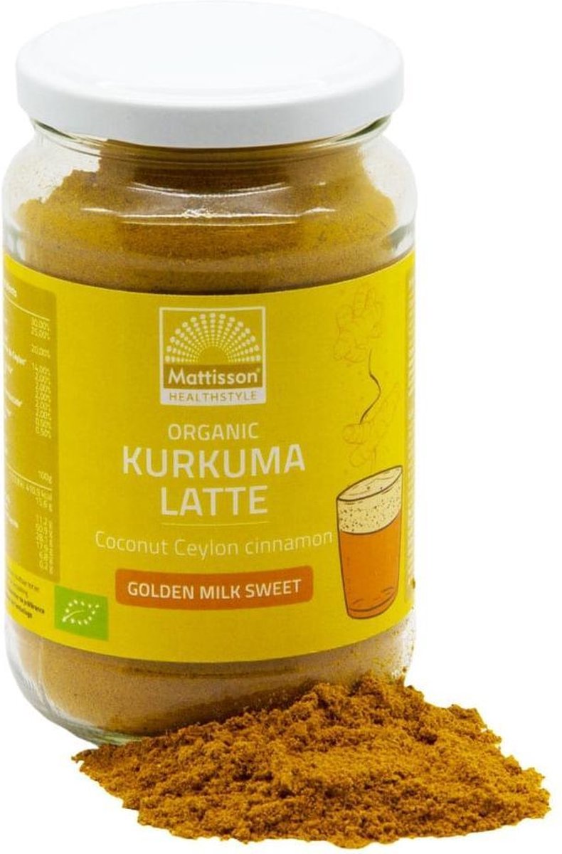 Biologische Kurkuma Latte ''Goldenmilk'' Gezoet  - Ceylon Kaneel Kokos