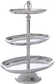 J-Line Plateau 3 Niv Ovaal Alu Zilv L 66X45x90cm