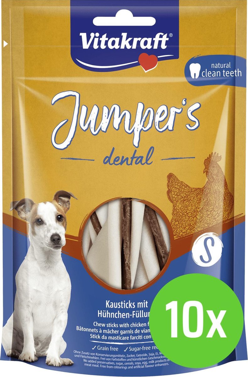 10 x Vitakraft Jumpers Dental Kip Twisted S 150 gram Hond