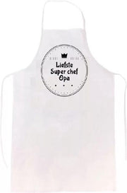 Liefste super chef opa keukenschort | verassing - feestdag - verjaardag - geschenk - gift - kado - cadeau - barbeque - barbecue - chefkok - keuken - schort - eten - bbq - vlees - familie - grandpa