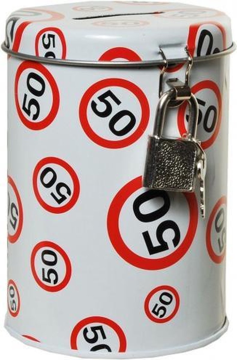 Spaarpot 50 jaar met verkeersbord
