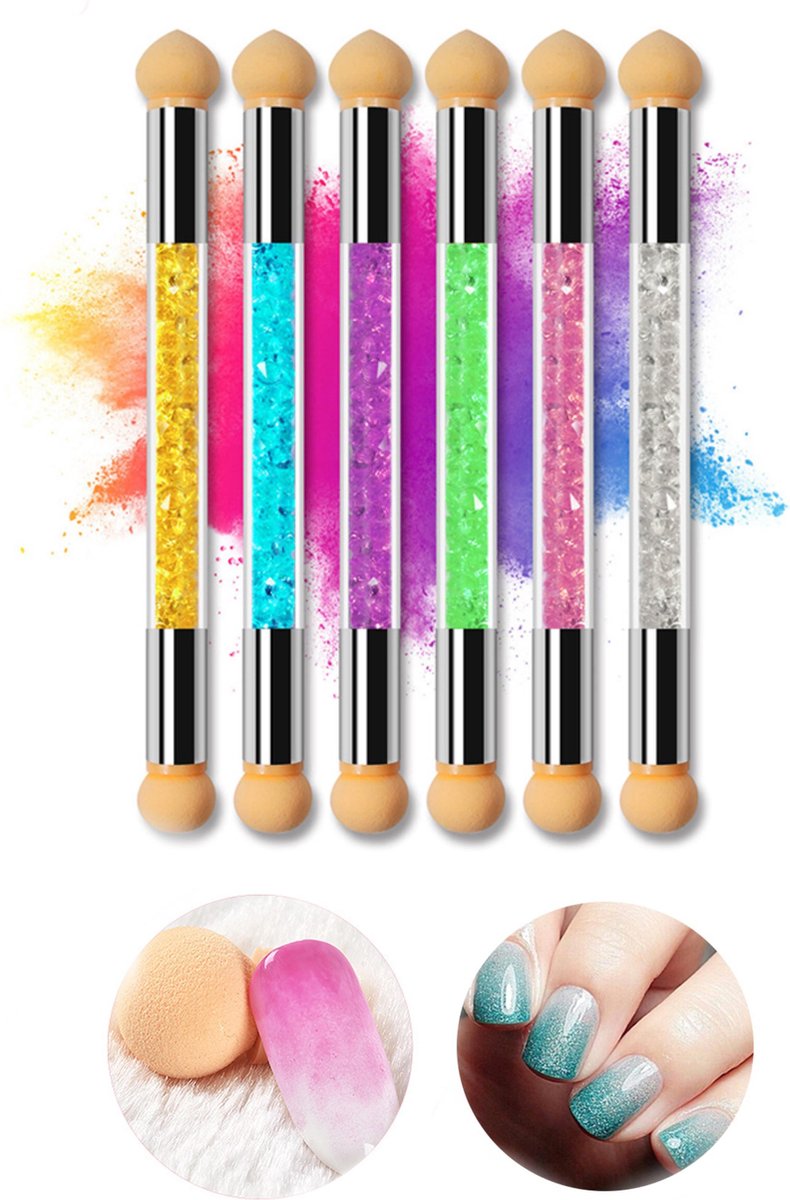 GUAPÀ - Nail Art Spons Stempel Penseel voor het maken van Babyboom en Holografisch effecten op je nagels - 6 stuks