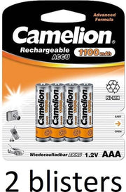 Camelion AAA oplaadbare batterij 1100mah - 8 stuks