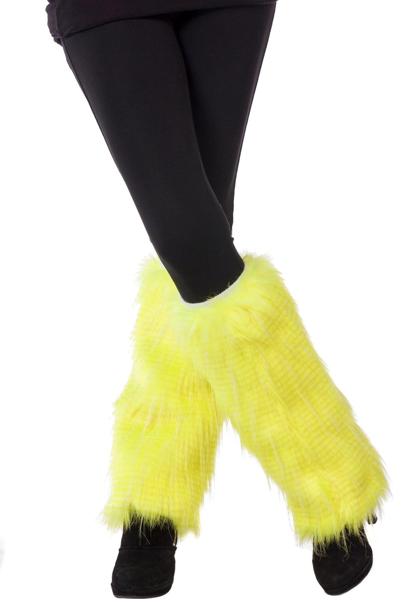 Beenwarmers pluche neon-geel