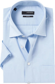 Seidensticker Regular Fit overhemd korte mouw - blauw (fil à fil) - Strijkvrij - Boordmaat: 41