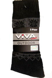 Heren Outdoor Wandelsokken – Viva - 3 Paar – Zwart maat 43-46