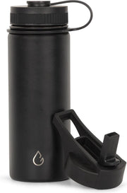 Wattamula PRO eco drinkfles - RVS - zwart - 530 ml - extra dop met rietje