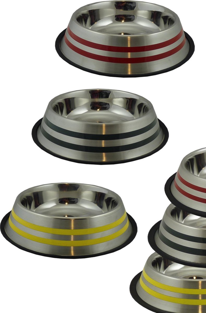 RVS voerbak met kleurstrips 2