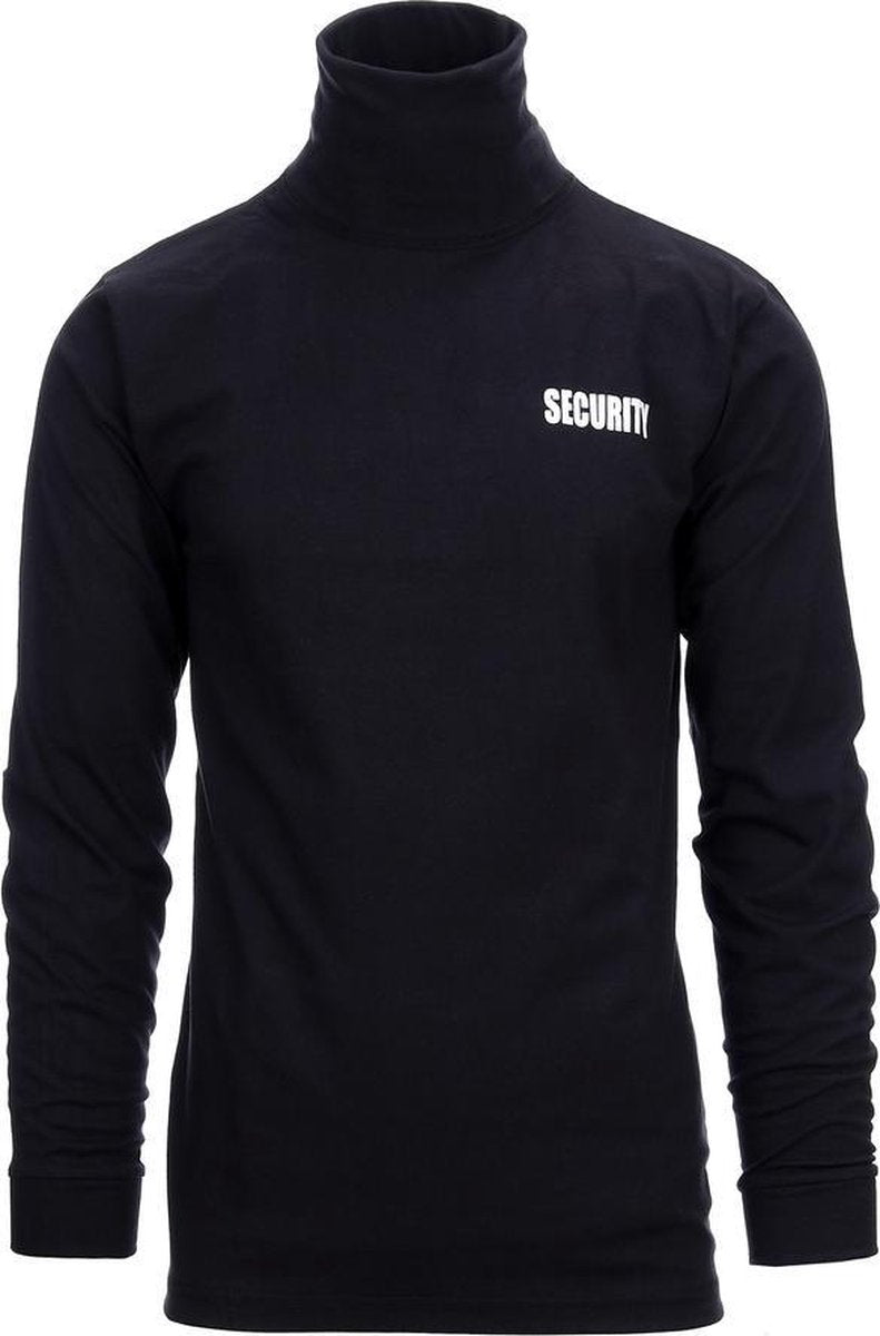 T-shirt security lange mouw+kolletje zwart