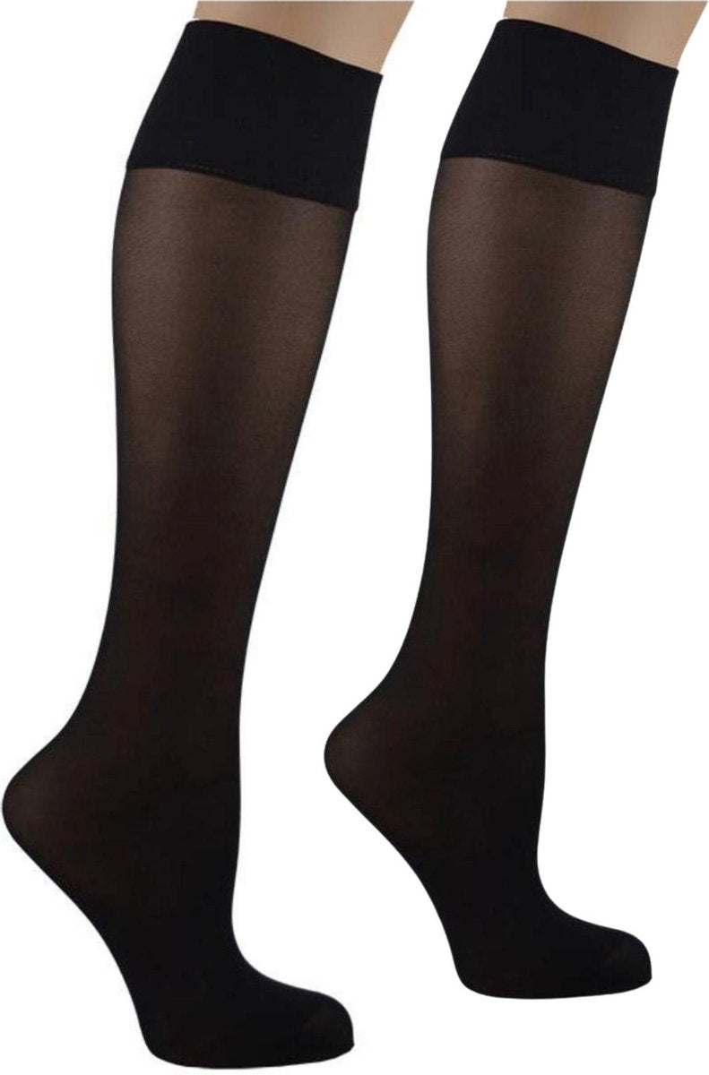 6 paar panty kniekousen - 40 Denier - Zwart - 1 maat