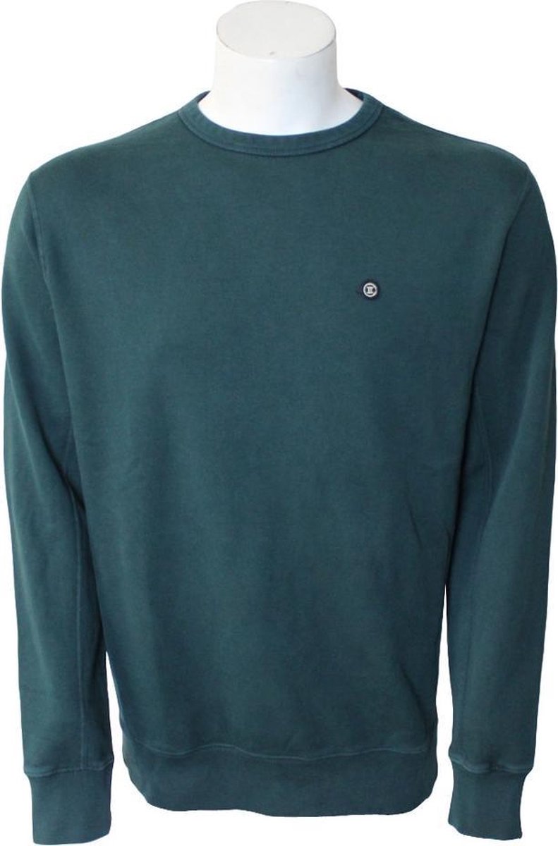 Twinlife Crew Garment Dye sweater heren donker groen