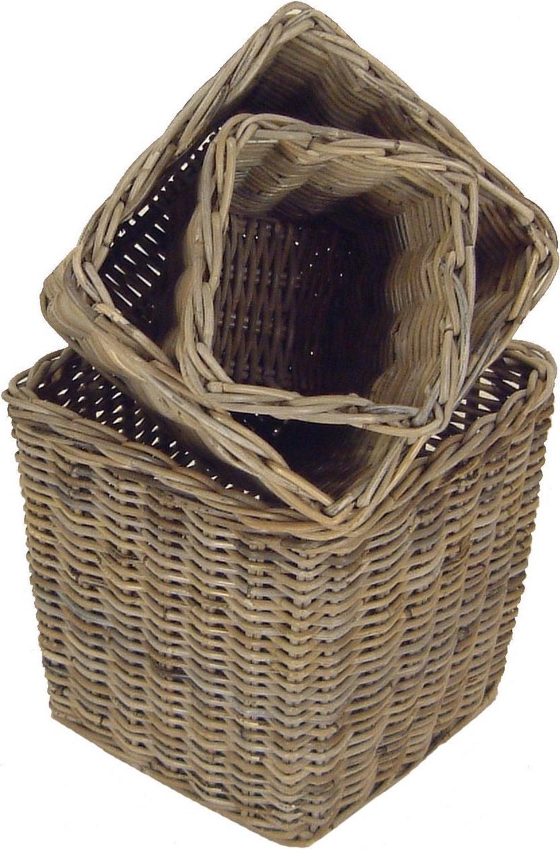 Mandje vierkant Grijs rotan