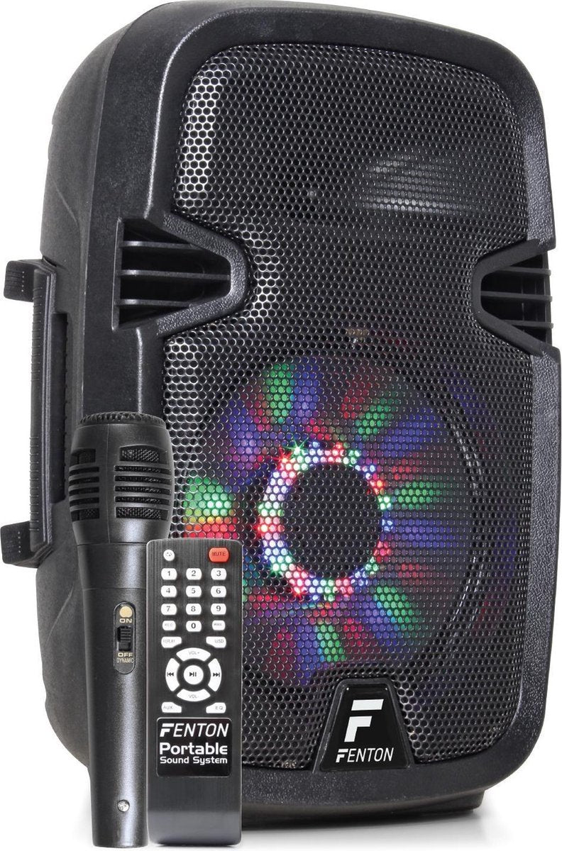 Party speaker - Fenton FT8LED Bluetooth speaker met microfoon en LED lichteffect - 300W