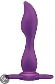 Ouch! – Siliconen Dubbele Penetratie Voorbind Dildo voor Mannen met Stimulatie Golven - Paars