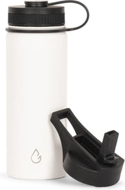 Wattamula PRO eco rvs drinkfles - wit - 530 ml - extra dop met rietje - waterfles - thermosfles