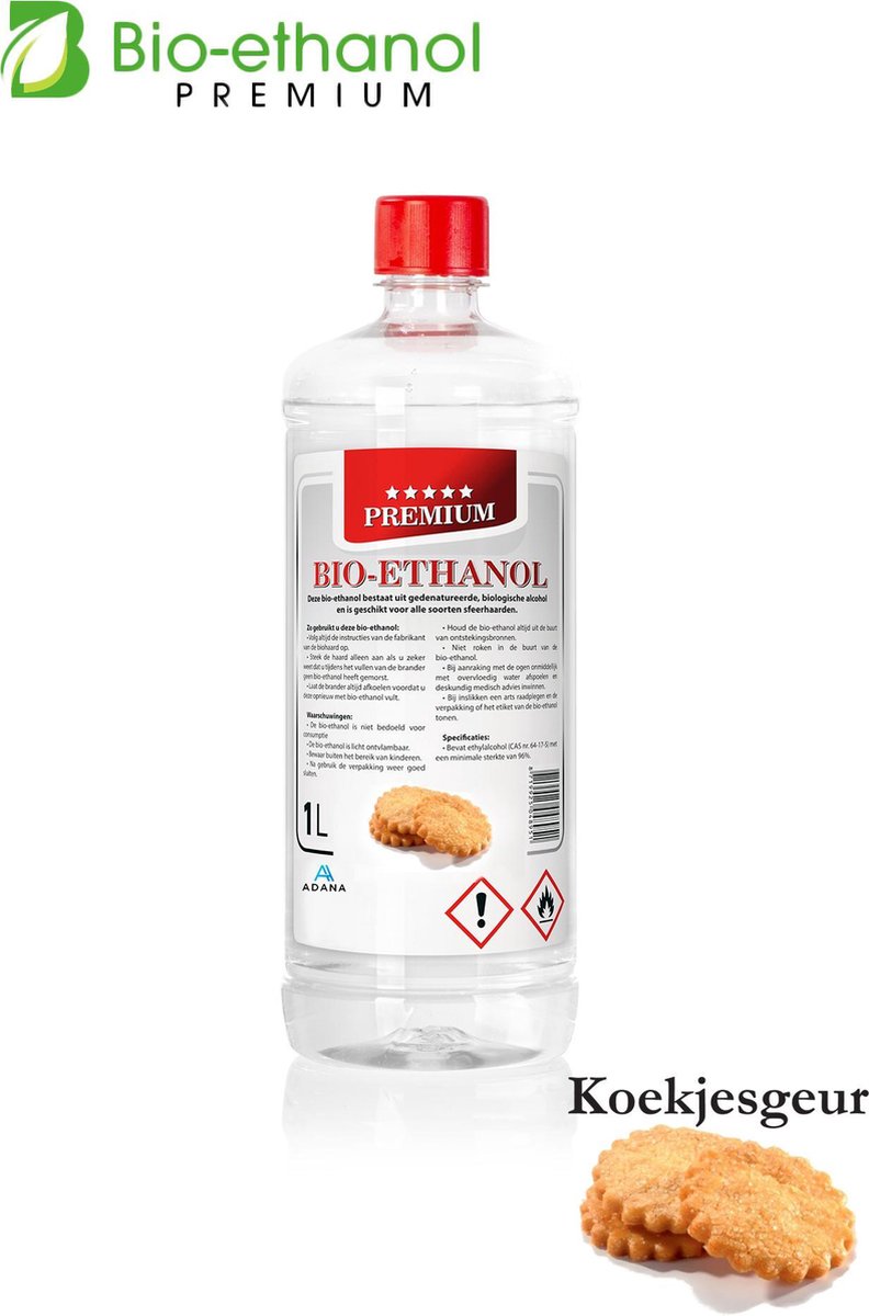 Adana- Bio-Ethanol met Koekjesgeur-PREMIUM- bioethanol -biobrandstof - 1 liter