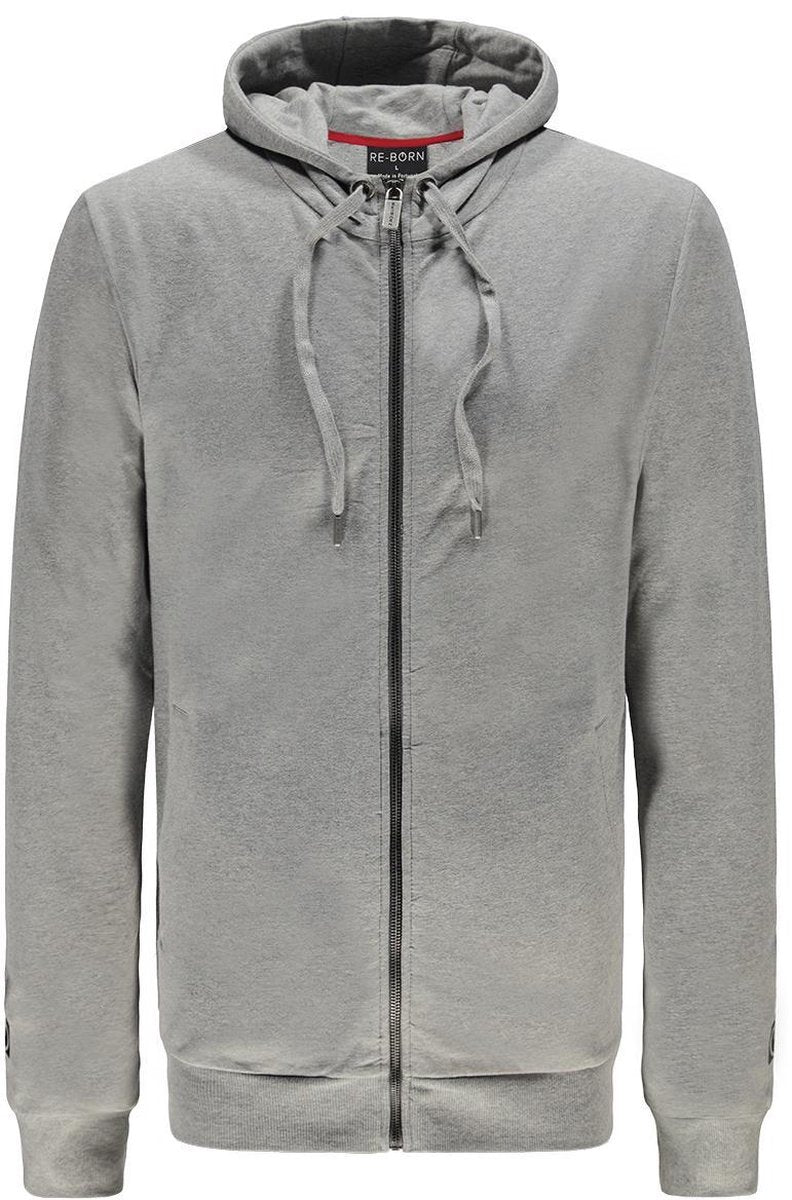 Re-Born Capuchon Trui Met Rits Lange Mouw Heren - Grijs - Maat XL