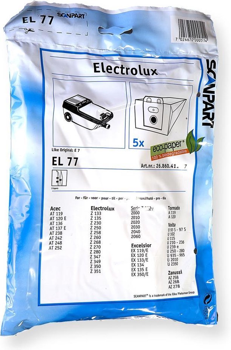 Scanpart Stofzak Electrolux Z350 E07n