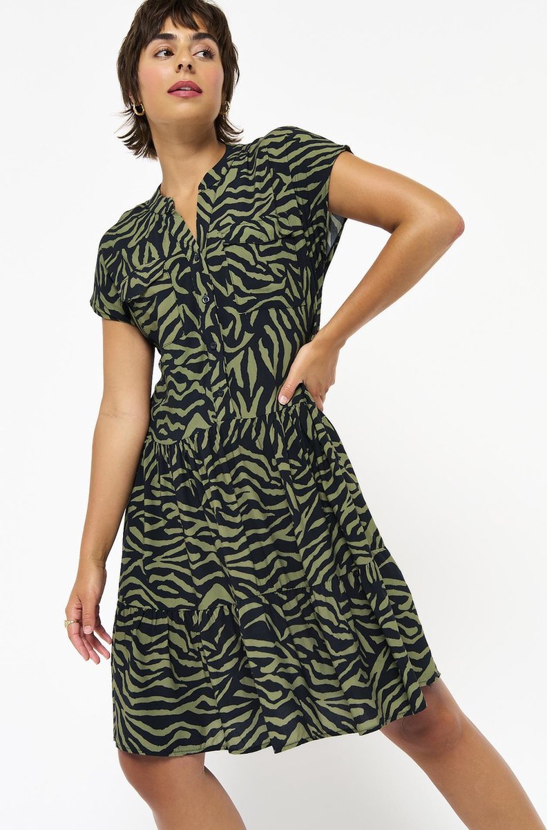 Mini-jurk met zebraprint - Khaki