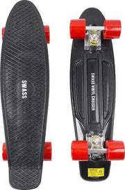 SWASS Vinyl Cruiser Skateboard Retro - Zwart/Rood
