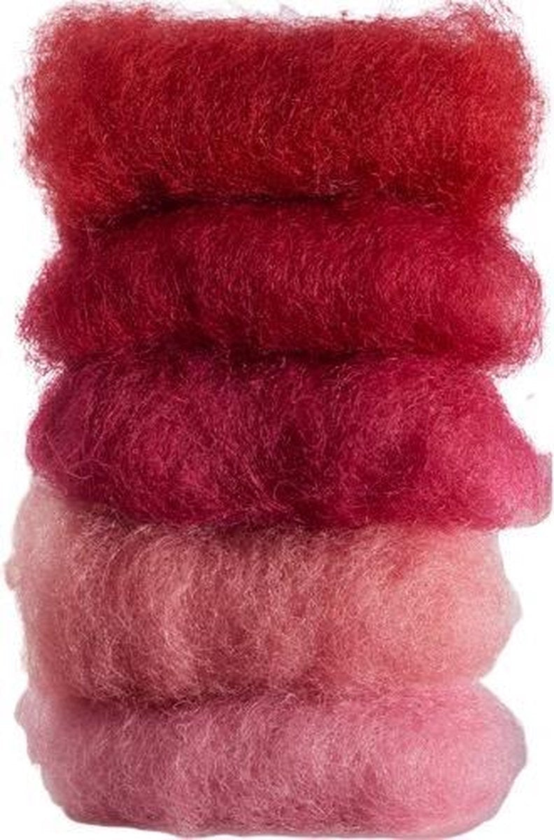 Glückskäfer Gekaarde Wol 50 Gram 5 Stuks Rood