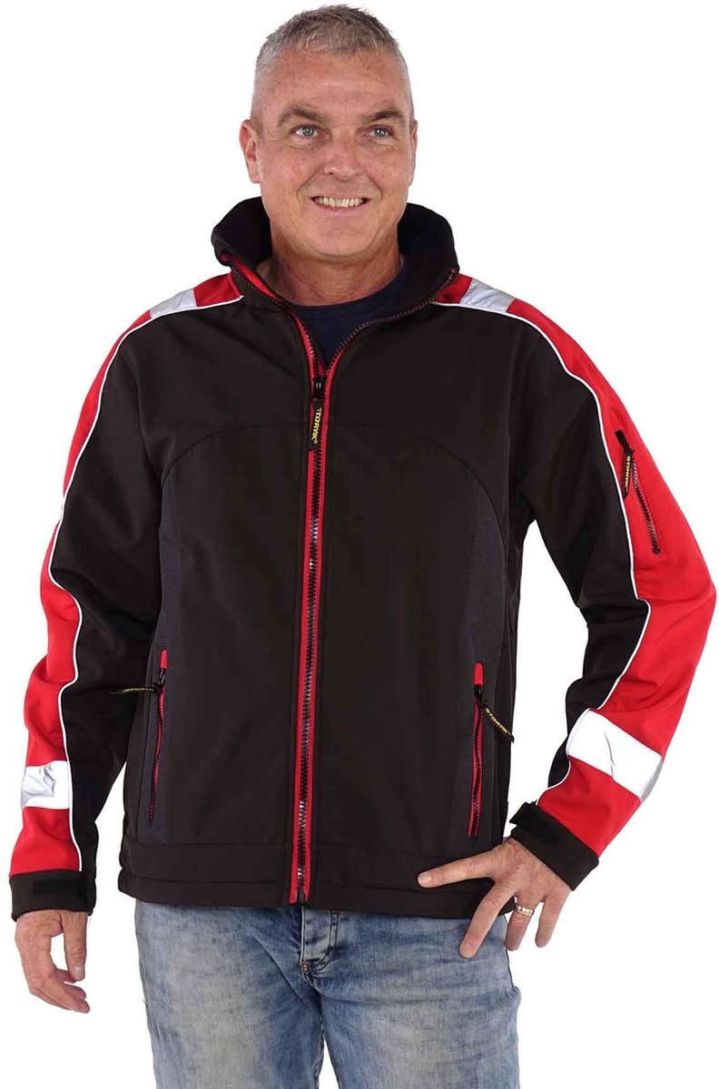 STØRVIK Softshell Werkjas 4 seizoenen Heren Zwart / Rood - Maat L - GLENN