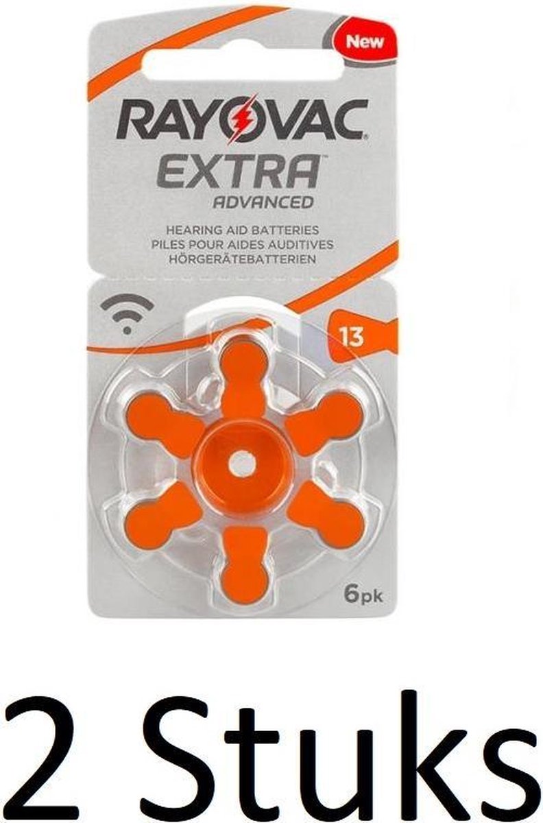 12 Stuks (2 Blisters a 6 st) Rayovac Extra Advanced -13 - oranje blister