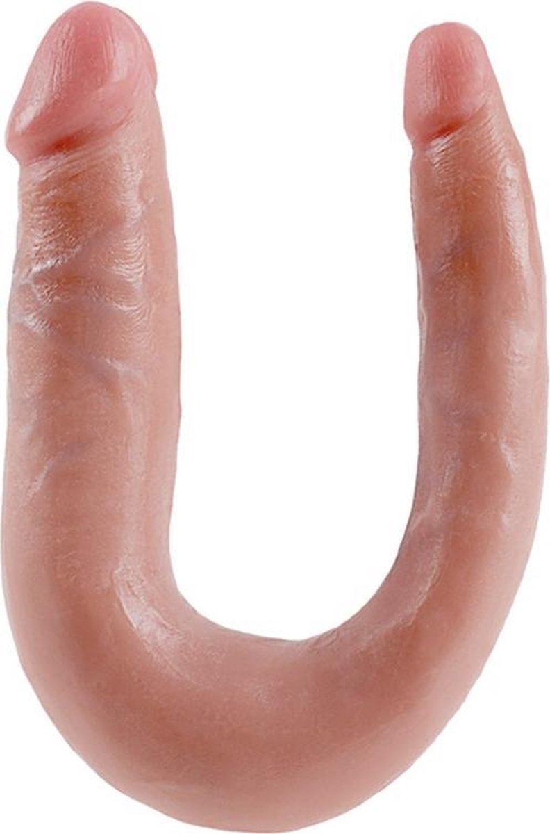 King Cock U-Shaped Double Trouble Dubbele Dildo Small - beige