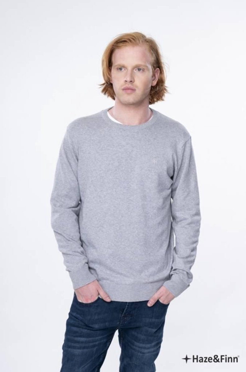 Haze&Finn Trui Knit Crewneck Melange Licht Grijs (ME-0202)
