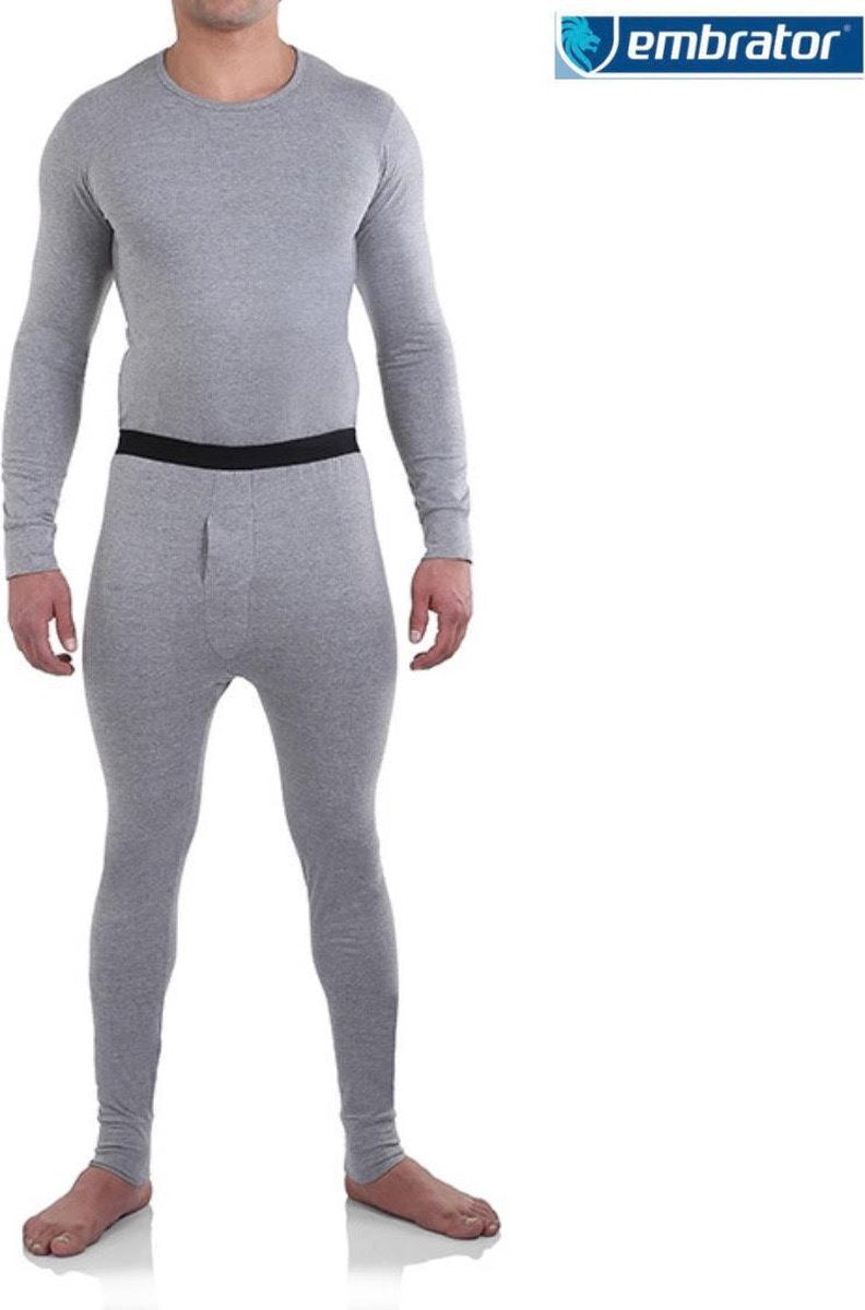 Embrator heren Thermo Set shirt en broek licht grijs melange maat 4XL