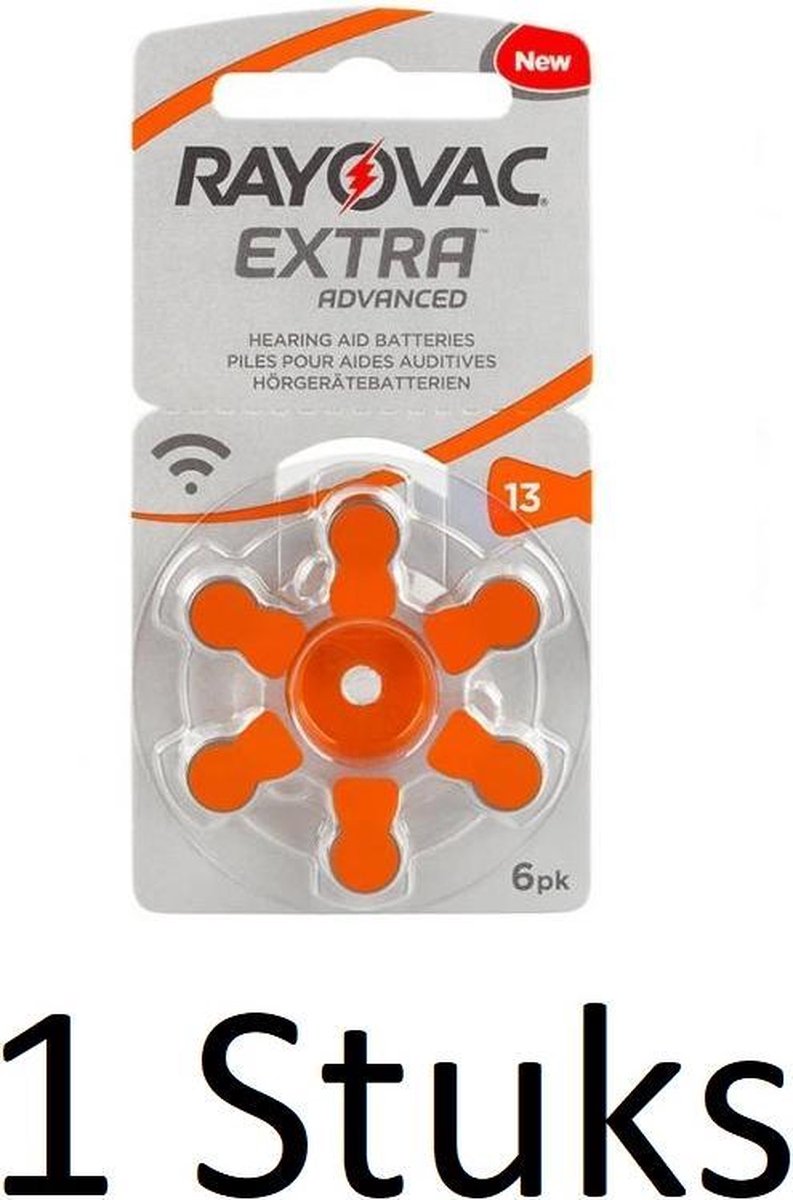6 Stuks (1 Blisters a 6 st) Rayovac Extra Advanced -13 - oranje blister
