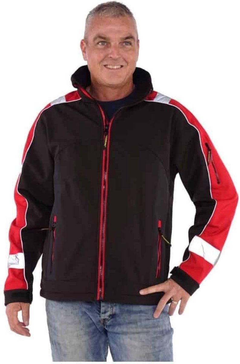 STØRVIK Softshell Werkjas 4 seizoenen Heren Zwart / Rood - Maat 2XL - GLENN