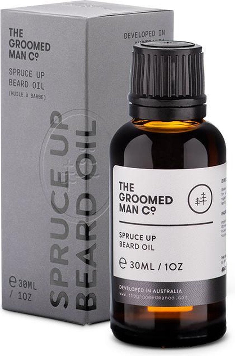 The Groomed Man Co. Spruce Up Beard Oil - Premium Baardolie - Stimuleert Baardgroei - Baard Verzorging Mannen - Olie Geur Spar/Dennenbomen - 30ML