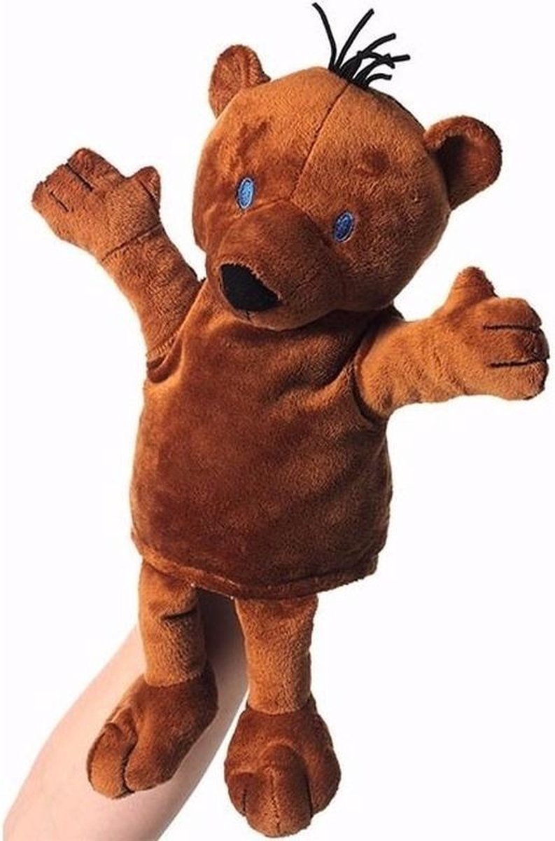 Pluche handpop bruine beer 22 cm