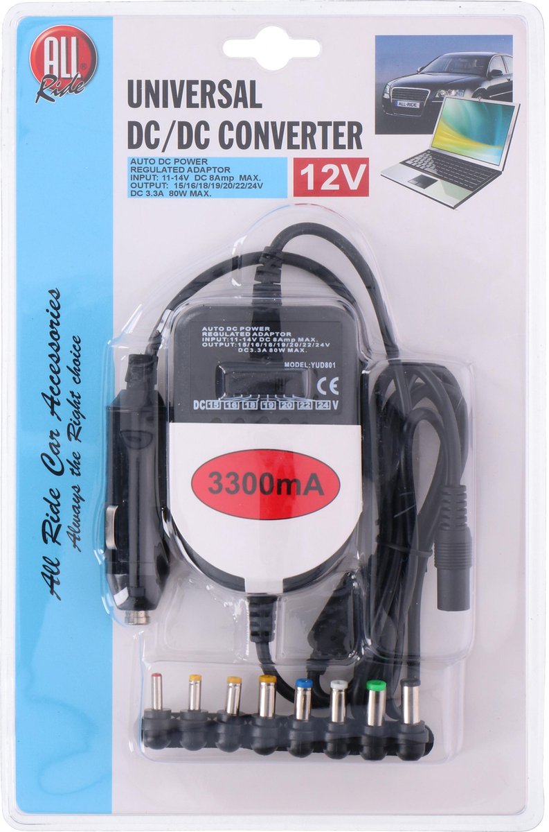 All Ride Omvormer laptop - Universeel - 12V - 3300mA