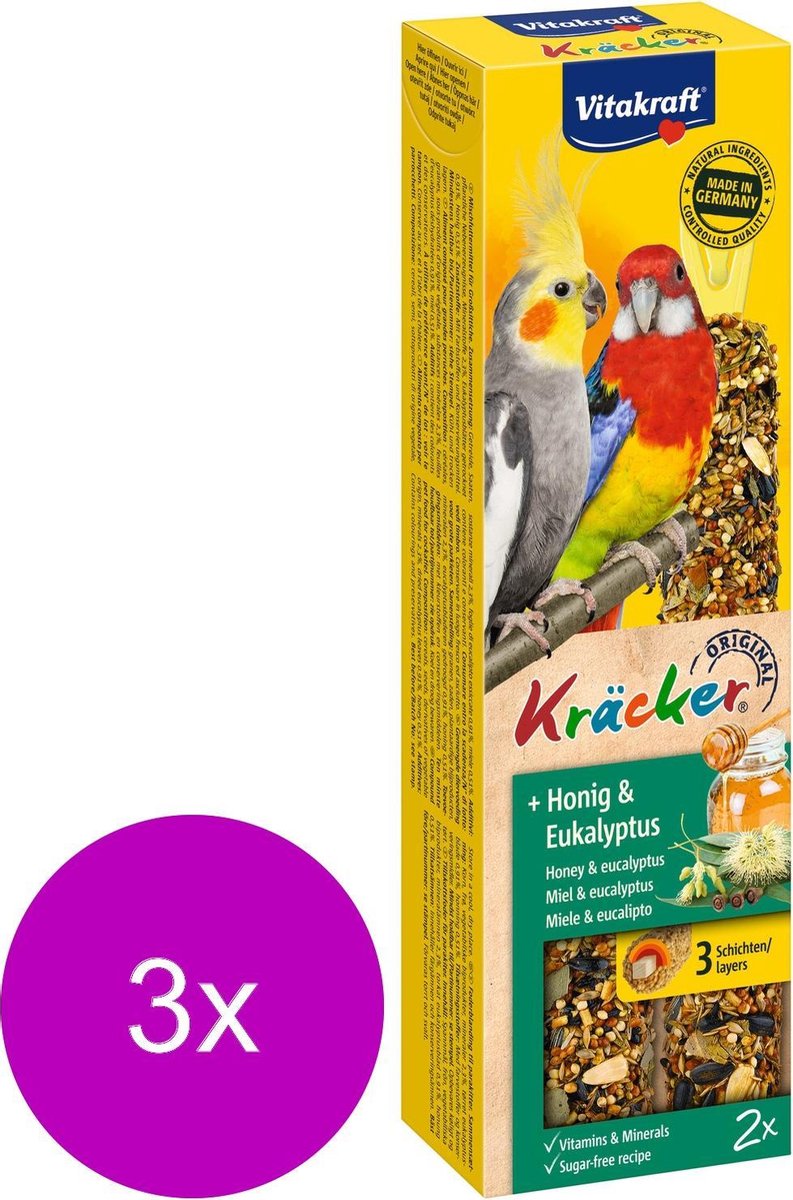Vitakraft Valkparkiet Kracker 2 stuks - Vogelsnack - 3 x Honing