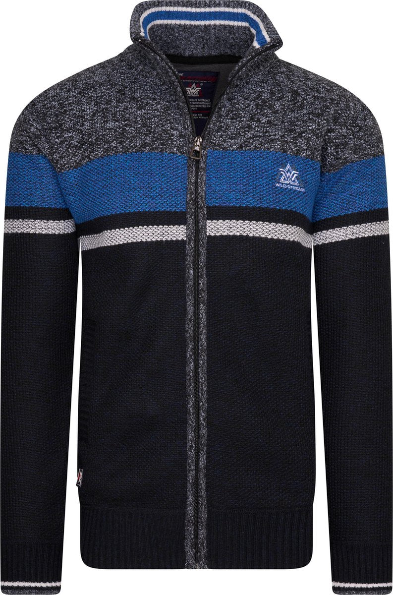 Wildstream - Heren vest - Fleece gevoerd - Grof gebreid - Model Sorillon - Navy-Maat S