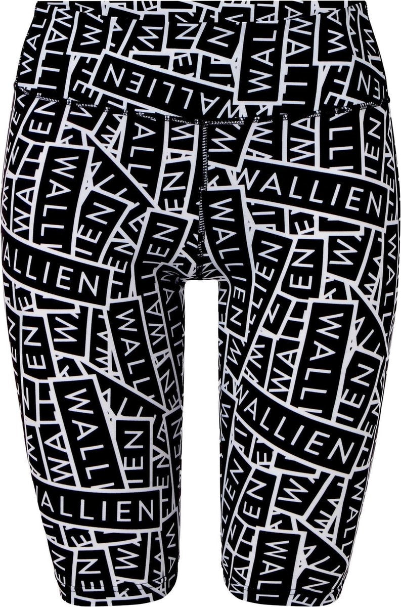 WALLIEN - Dames Legging - Black and White Logo Stack - Zwart